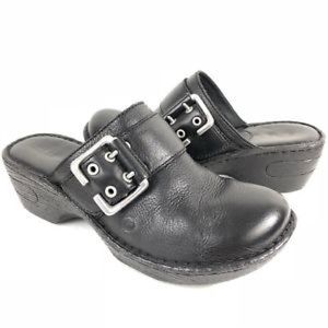 Born Gen. Leather BLK Slip-on Clogs.Size8 Like New